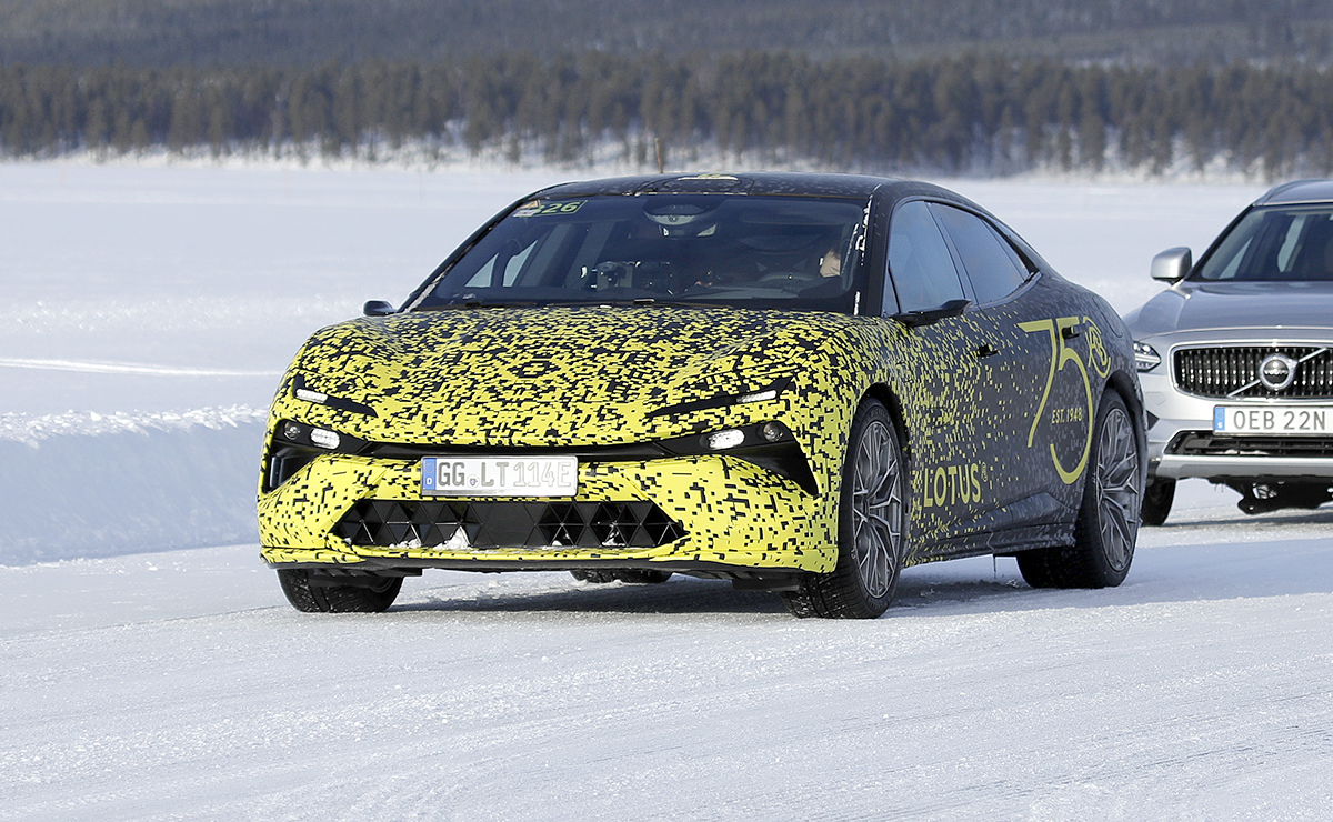 Lotus EV sedan prototype spotted winter testing Automotive News